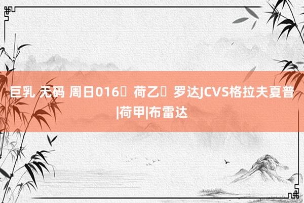 巨乳 无码 周日016	荷乙	罗达JCVS格拉夫夏普|荷甲|布雷达