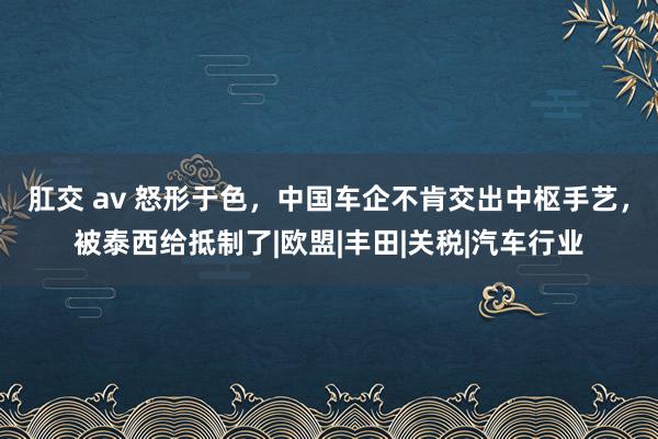 肛交 av 怒形于色，中国车企不肯交出中枢手艺，被泰西给抵制了|欧盟|丰田|关税|汽车行业